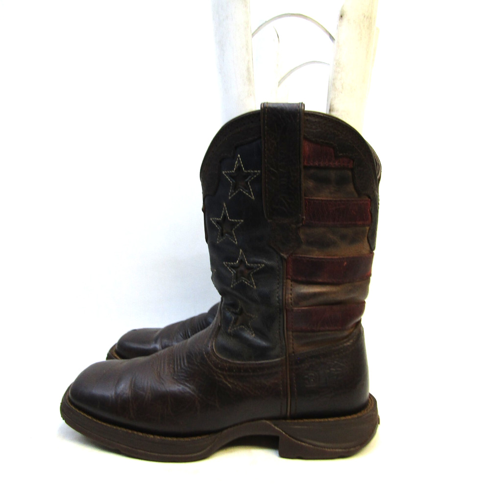 Durango Mens Size 8.5 M Brown Leather American Flag Cowboy Western Boots